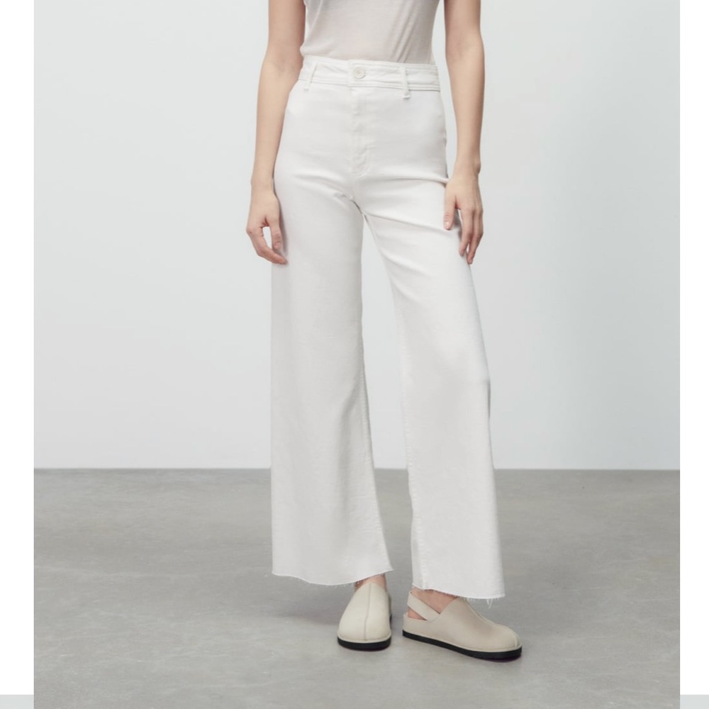 Brand New White Waisted Wide Leg Jeans